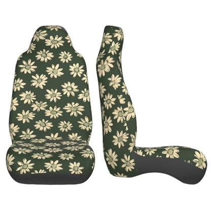 Car Seat Cover Sage Green Daisy Bucket Seat Protection, Easy to Install Seat Covers Cushion for Car Truck Van SUV Hippie Floral Vehicle Cushion Covers Universal Fit - color: Daisy