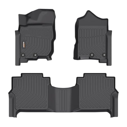 Floor Mats for Nissan Titan (2017-2024) & Nissan Titan XD (2016-2024), Only Crew Cab, Including 2 Rows All Weather Car Mats Waterproof TPE Liners - Black - style: 1) Car Mats for Nissan Titan CrewCab (2017-2024)