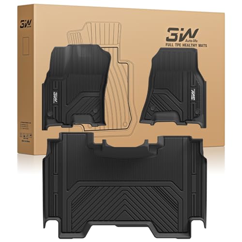 3W Floor Mats Fit for Dodge Ram 1500 Crew Cab 2025-2026 (w/o Rear Under-Seat Factory Storage Bucket Seat), TPE All Weather Custom Fit Floor Liner for Ram 1500 Accessories Row Car Mats, Black - size: 2025-2026 Ram 1500 w/o Storage Floor Mats