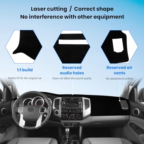 Dash Cover Mat Compatible with Toyota Tacoma 2005-2015 Car Interior Dashboard Cover Mat Nonslip Dashmat Sunshade Glare UV Rays Protector Accessories Custom Fit - size: Compatible with Tacoma 2005-2015