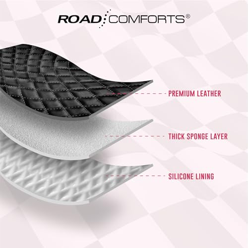 Road Comforts Leather Steering Wheel Cover – Black & Hot Pink, Universal Fit 14.5-15 Inch, Microfiber Leather, Anti-Slip & Breathable Design for Men and Women - color: Hot Pink