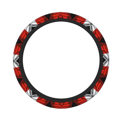 Butterfly Austrian Flag Breathable Neoprene Steering Wheel Cover - Anti-Slip Floral Design Universal Fit for Cars/Trucks/Suvs (14.5"-15" Inch) - color: Butterfly Austrian Flag