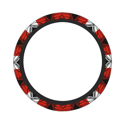 Butterfly Austrian Flag Breathable Neoprene Steering Wheel Cover - Anti-Slip Floral Design Universal Fit for Cars/Trucks/Suvs (14.5"-15" Inch) - color: Butterfly Austrian Flag