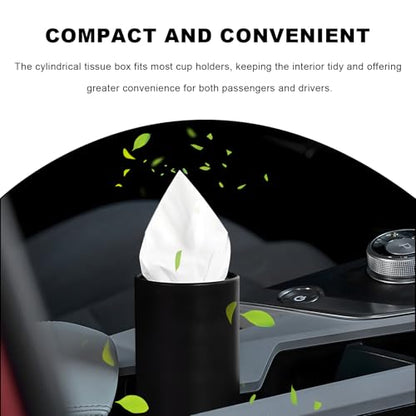 4 PCS Car Tissue Holder, Refillable Round Napkins Containers with Papers Inside, Convenient Travel Tissue Tubes Facial Paper Towel Cylinders for Vehicle Cup Holders (Black) - color: Black