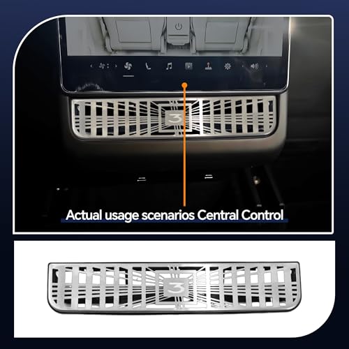 Rayjee Compatible with Air Vent Protective Cover for 2025-2026 Tesla Model 3 Juniper - Rear-seat Central air Conditioning Protector(Stainless Steel Rear Center air Vents*1)