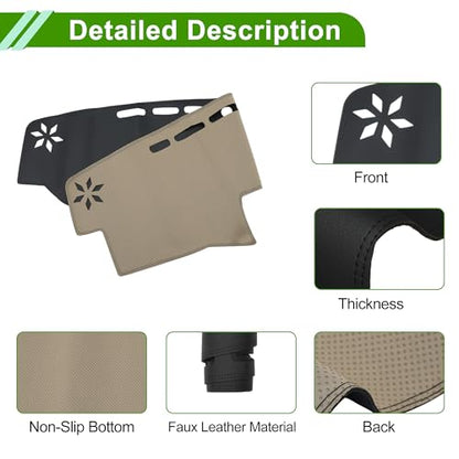 Leather Dashboard Cover for Toyota 4Runner 2010-2024 Dashboard Mat Anti-Slip Sun UV Heat Shield Protection Black 1 Pcs