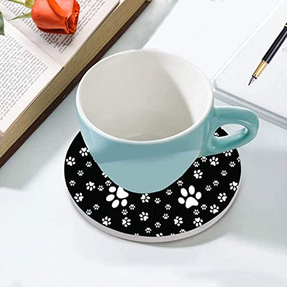 Paw Print Steering Wheel Cover for Women Men with 2 Pcs Car Coasters, Universal 14.5-15 Inch Cute Steering Wheel Covers Non-Slip Car Accessories for Girls - color: paw print