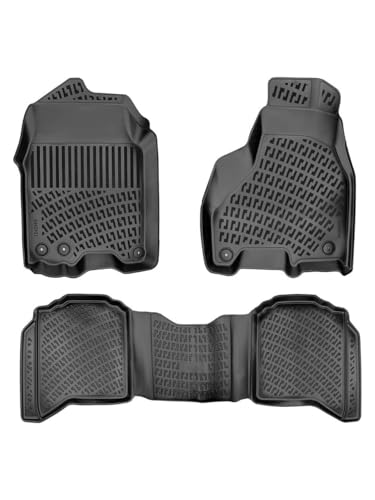 RizLiner Ram 1500 Crew Cab 2019-2025 Without Rear Under-Seat Storage Bucket Seat (NOT for Classic Model) Floor Mats 3D Custom Fit Rubber Car Mats Floor Liners All Weather Heavy Duty Waterproof - size: Ram 1500 Crew Cab 2019-2025