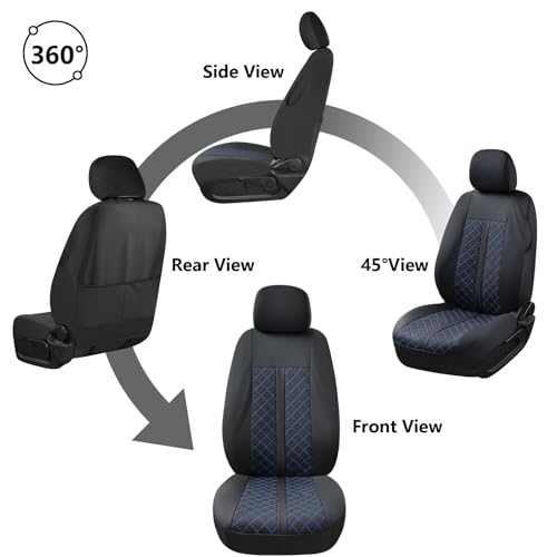 Truckiipa Tacoma Leather Seat Covers Front Pickup Truck Seat Covers Custom Fit for 2005-2015 Toyota Tacoma Double Crew Cab, Front Pair, Black&Blue - color: Front Pair/Black&Blue, size: Tacoma 2005-2015