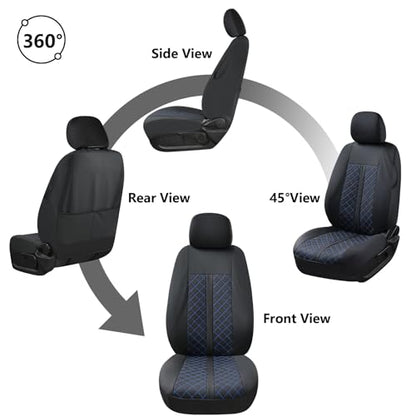 Truckiipa Tacoma Leather Seat Covers Front Pickup Truck Seat Covers Custom Fit for 2005-2015 Toyota Tacoma Double Crew Cab, Front Pair, Black&Blue - color: Front Pair/Black&Blue, size: Tacoma 2005-2015