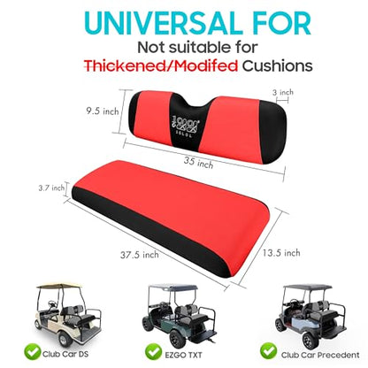 10L0L Golf Cart Seat Covers, Super Comfort Cooler Than Vinyl Seat Cover, Front and Rear Seat Cover for Yamaha EZGO Club Car, No Drilling Breathable Mesh Bench Seat Blanket, Machine Washable - color: Red + Black, style: Rear Seat - Universal for Yamaha EZG