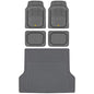 BDK Cat® CAMT-9014 (4-Piece) Large Deep Dish Rubber Car Floor Mats with Trunk Cargo Liner, Universal Trim to Fit Front & Rear Combo Set for Car Sedan SUV Van, Heavy Duty All Weather - color: Gray