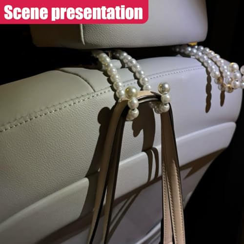 Elegant Pearl Car Seat Headrest Hook, Cute Automotive Seat Back Storage Hangers, Handbag & Purse Organizer Hook, Universal Vehicle Interior Decoration Accessories for Women Girls(1PC)