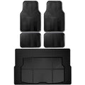 CAR PASS Universal Car Floor Mats & Cargo Liner Full Set, Waterproof Anti-Slip Rubber Trim to Fit Trunk Mats All Weather Protection Fit Car SUV Sedan Coupe Vehicle Automotive 5 Pieces, S-M Size Black - color: Black