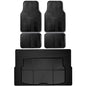 CAR PASS Universal Car Floor Mats & Cargo Liner Full Set, Waterproof Anti-Slip Rubber Trim to Fit Trunk Mats All Weather Protection Fit Car SUV Sedan Coupe Vehicle Automotive 5 Pieces, S-M Size Black - color: Black