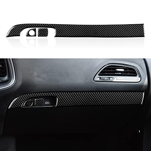 Copilot Glove Handle Box Cover Trim Decals for 2011-2023 Dodge Charger Accessories Carbon Fiber Interior Stickers - color: Copilot Glove Handle Box Cover