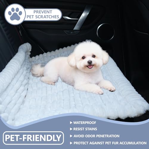Dog Car Seat Waterproof Bed Cover Non-Slip Car Back Seat Soft and Comfortabl Pet Bed Mat Car Blanket for Travel Backseat Extender Seat Covers Dog Bed for Cars Trucks and SUVs (White Cover 23.6” x 51”) - color: Waterproof White Cover