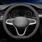 Latest Nappa Leather car Steering Wheel Cover, Stylish Non-Slip Leather car Interior 15 inches Universal (D-Shape,Black) - color: D-Shape,Black