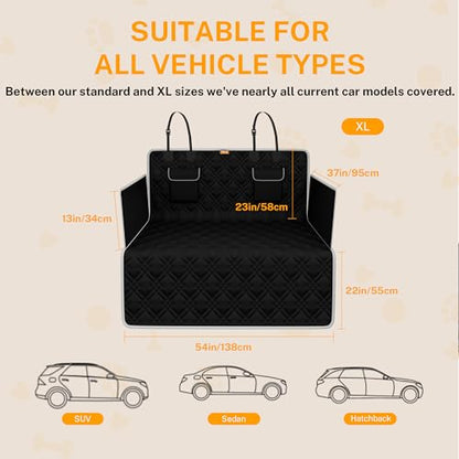 Toozey Dog Car Seat Cover for SUV, Sedan & Van, Waterproof & Tear-Resistant Dog Seat Cover for Backseat with Side Walls, Non-Slip Backing & Bumper Guard, Black Large: 81.9"x54.3" - size: Large: 81.9"x54.3"
