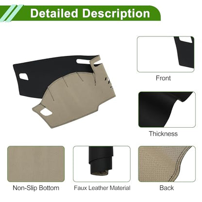 Faux Leather Dashboard Cover for BMW 7 Series 2016-2022 Dashboard Mat Anti-Slip Sun UV Heat Shield Protection Black 1 Pc