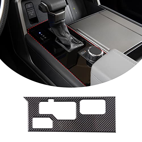 Aunginsy Center Control Gear Box Shift Knob Panel Sticker Cover Compatible with Toyota Tundra/Sequoia 2022-2024 Car Real Carbon Fiber Console Gear Shift Panel Trim Sticker Decorative Cover Accessories - color: Carbon Fiber, size: Without 4WD