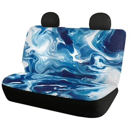 Howilath Seats Cover Protector Blue Marble Stripe Print Car Front Back Seat Cushion Cover Anti-Slip Interior Accessories Easy to Install - color: Blue Marble Stripe