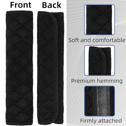 2Pcs Car Seat Belt Padding10.6In (27cm) Car Seat Belt Shoulder Strap Cover Car Accessories Interior,Soft Shoulder Strap Covers Seat Belt Protector Make Neck and Shoulders More Comfortable(Black)