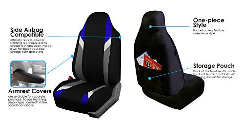 FH Group Three Row 7 Seater - Premium Modernistic Cars Seat Covers Fit Most Car, Truck, SUV, & Van Blue/Black - color: Blue, style: 7 Seater