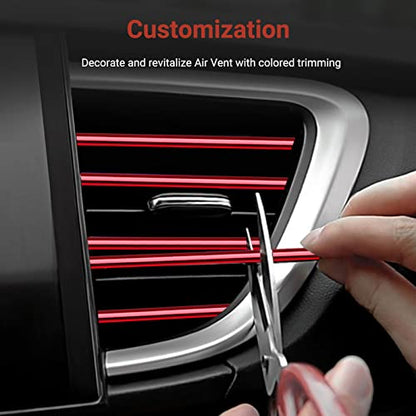 OBVIS 20 Pcs RED Car Vent Outlet Trim Strip Chrome PVC Car Air Conditioner Vent Outlet Decoration Decorating Strip Interior Accessories DIY