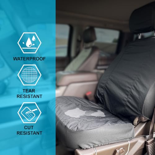 Universal Nylon Canvas Fitted Bucket Seat Cover, Cut-Resistant & Waterproof Front Seat Protector for Trucks (Black) - color: Black