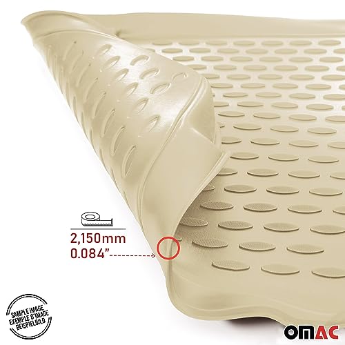 OMAC Floor Mats for Toyota Highlander 2001-2007 Car Mats All Weather 3D Custom Fit Rubber Mat Waterproof Odorless TPE Floor Liners Laser Measured Non-Slip (Beige)