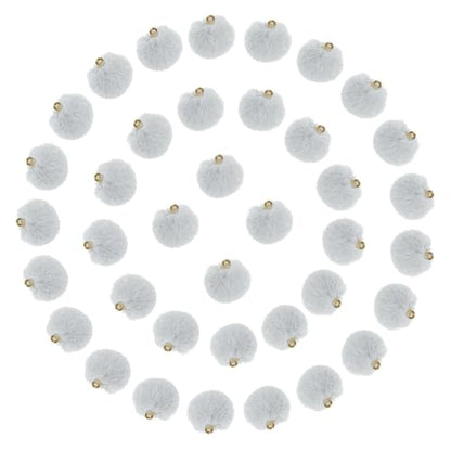 Tupalizy 50PCS Fluffy Pom Poms Charms Soft Fuzzy Faux Fur Puff Ball Pendant for Keychains Bracelets Earrings Jewelry Making Tassels Bags DIY Crafts Party Favors Gifts Accessories - color: Grey