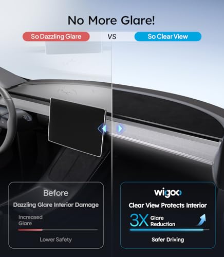 Wigoo 2026 Tesla New Model 3 Accessories Dashboard Cover [Anti-Glare and Sun Protection] Suede Dash Mat for New Model 3(2024-2026), Model 3 Highland Accessories (Black)