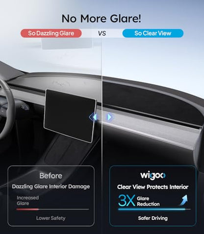 Wigoo 2026 Tesla New Model 3 Accessories Dashboard Cover [Anti-Glare and Sun Protection] Suede Dash Mat for New Model 3(2024-2026), Model 3 Highland Accessories (Black)
