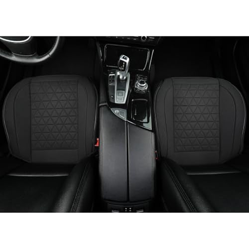 West Llama Linen Front Car Seat Cover Protector Anti-Slip Bottom Seat Cover Fits 95% of Vehicles,Wrapping Around The Bottom,Triangular Pattern(Black-2Pcs) - color: Triangular Pattern-Black, size: 2 Piece Linen