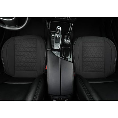 West Llama Linen Front Car Seat Cover Protector Anti-Slip Bottom Seat Cover Fits 95% of Vehicles,Wrapping Around The Bottom,Triangular Pattern(Black-2Pcs) - color: Triangular Pattern-Black, size: 2 Piece Linen