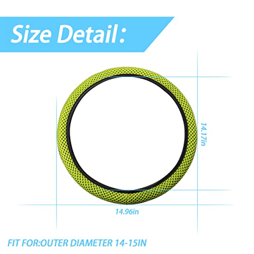 Moly Magnolia Elastic Stretch Steering Wheel Cover, Universal 15 Inch Automotive Steering Wheel Cover, Microfiber Breathable Anti-Slip Odorless Ice Silk, Warm in Winter Cool in Summer (Grass Green) - color: Grass Green