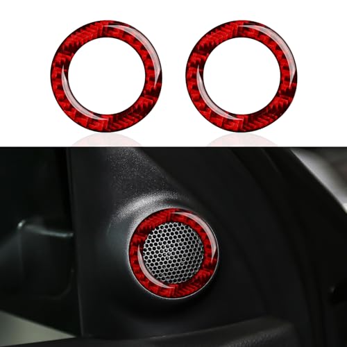 Car Speaker Cover Decals for 2011-2024 Dodge Durango / 2011-2021 Jeep Cherokee WK2 / 2022 WK Accessories Carbon Fiber Stickers, Red - color: Speaker Cover