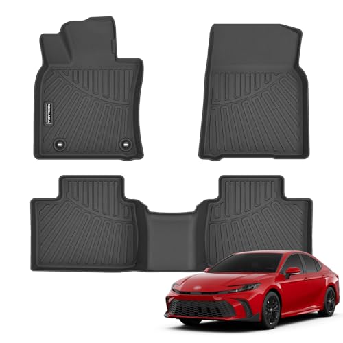 Floor Mats for 2025 2026 Toyota Camry (Include Hybrid) LE/SE/XLE/XSE All Weather Protection TPE Rubber Full Set Automotive Floor Liners for 2026 Camry Hybrid Accessories, Odorless Anti-Slip Black - size: For 2025 2026 Toyota Camry