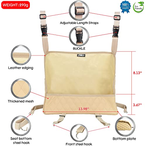Car Organizers and Storage Purse Holder, Large Capacity Car Net Pocket Handbag Holder, Automotive Consoles & Backseat Organizer, Leather Back Seat Bag Between Car Front Seats, Beige - color: Beige