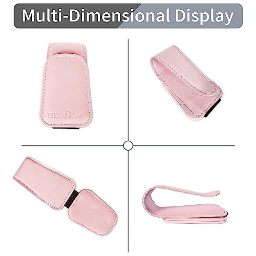 Sunglasses Holder for Car Visor, Leather Magnetic Glass Holder for Car, Sunglass Clip for Car Visor,Pink