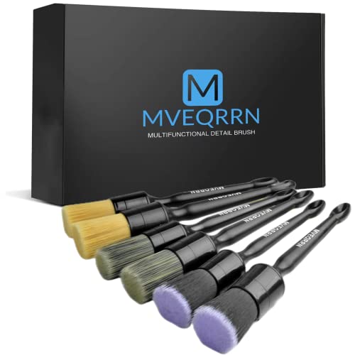 MVEQRRN 6pcs Car Detailing Brush Set-2pcs Boars Hair Car Detailing Brushes,2pcs Ultra Soft No Scratch Detailing Brush for Air Vent,Leather Seat 2pcs Detail Brushes car Detailing for Interior Exterior - color: 6pcs car detailing brush set (AS PICTURES)