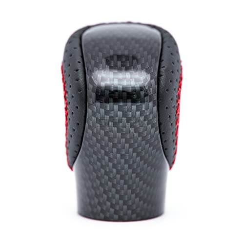 Gear Shift Knob Shifter for Lexus ES GS GX is NX RC RX 200t 250 300 300h 350 350L 450h 450h 450hL 460 500 | Fits F-Sport OEM Style Replacement (Red Stitch/Carbon Fiber Pattern) - color: Red Stitch / Carbon Fiber Pattern