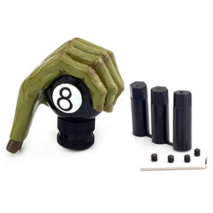 MT Gear Shifter Handle, Car Shift Stick Knob Green Devil Hand Griping Black Billiard Ball Style Fit Most Manual Automatic Transmissions