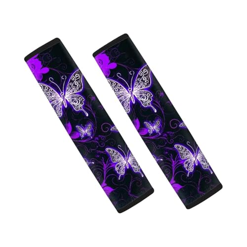 Dreaweet Purple Butterfly Seat Belt Pad Cover Comfortable Soft Seatbelt Covers for Women Auto Accessories Interior Seat Shoulder Pads for Seat Belts Universal Fit for Most Cars SUV Trucks - color: Butterfly Purple