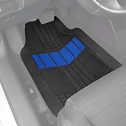 Motor Trend DualFlex Blue Floor Mats for Cars & Cargo Mat Full Set - All Weather Front & Rear Rubber Automotive Floor Mats & Cargo Liner for SUV, Car, & Van - Interior Trunk Mat & Floor Cover