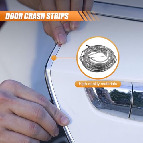 Car Door Edge Guards 16.4ft, Universal U-Shaped PVC Trim Strip Chrome Tape Self-Adhesive, Scratch Resistant Automotive Door Edge Molding Protection for Cars Truck SUV Weatherproof(Silver-5M)