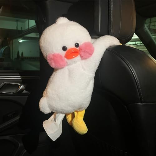 Plush Monkey Tissue Box Holder, Plush Pocket Tissue Cover for Car, Home, Office, Desk, Bathroom, Cute Decorative Soft Organizer (No Headband Duck) - color: No Headband Duck