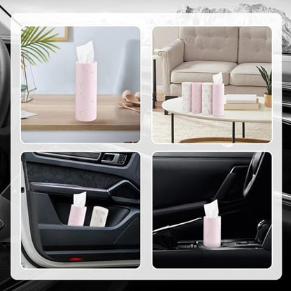 4PCS Cars Tissue Holder,Refillable & Pull-Out Car Tissues Cylinder with 50-Count Per Box,Exquisite Cup Holder Tissues for Cars with Easy Open Lid for Travel and Daily Use