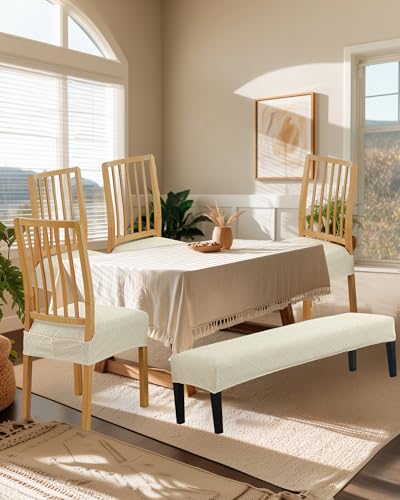 CRFATOP Jacquard Dining Room Chairs Seat Covers Set of 4 with Soft Bench Chair Cover Stretch Kitchen Chair Slipcover Washable Seat Cushion Slipcover Protector for Hotel Ceremony Banquet Wedding,B05 - color: Jacquard B05